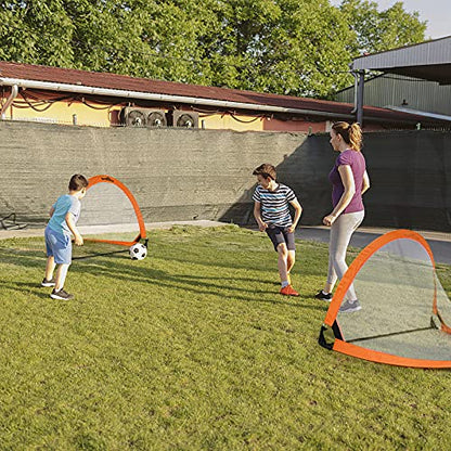 Win SPORTS Foldable Pop Up Soccer Goal Pro 2 Portable Soccer Nets with Carrying Case and Training Cones,Practice in Backyard,School,Kids and Adults,Choose from 2.5', 4' Sizes
