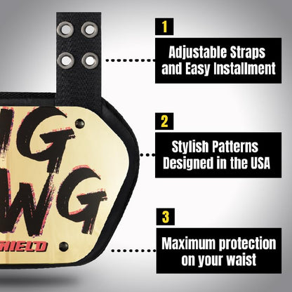O Shield Golden Cross Chrome Football Back Plate, Lower Back Pads for Football Players, Rear Protector, Cross Series - size: Youth (Weight less than 180 Pounds), style: Big Dawg