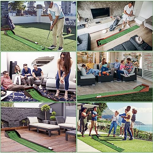 Putting Green Putting matt for Indoors Golf Putting Mat - Indoor Putting with Ball. Putting matt for Golf Practice, Portable and Easy to Clean. Great Gift