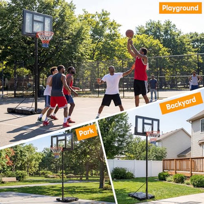 Portable Basketball Hoop Outdoor, Adjustable Basketball Hoops Goal System Shatterproof Backboard, Shock Absorbent Rim, Fillable Base for Swimming Pool/Backyard/Driveway - style: Black 6.1-10FT