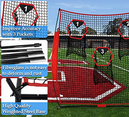 Football Throwing Target Net - Quarterback Training with 3 Pockets Heavy-Duty Fiberglass Poles & Polyester Portable Accuracy Practice for Backyard/Team Drills Youth Players - size: 6X6FT