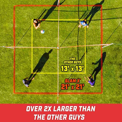 GoSports Slam X 4 Square Volleyball Game Set - 14 ft or 21 ft - Ultimate Backyard & Beach Game for All Skill Levels - color: 21 x 21 ft