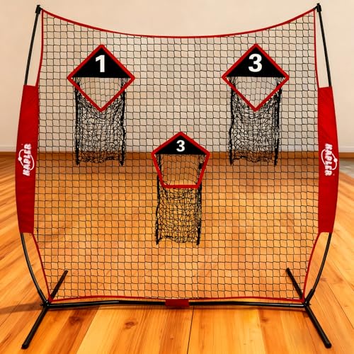 Kapler Football Trainer Throwing Net - 6 x 6 ft Nets with 3 Target Pockets - Protable Quarterback Accuracy Improving for Youth and Adults Backyard Drills - Includes Carry Bag