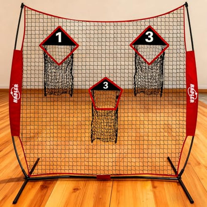 Kapler Football Trainer Throwing Net - 6 x 6 ft Nets with 3 Target Pockets - Protable Quarterback Accuracy Improving for Youth and Adults Backyard Drills - Includes Carry Bag