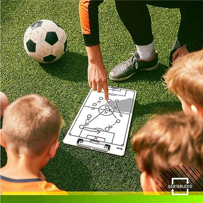 Scribbledo Soccer Dry Erase Coaching Board 15"x9" Soccer Whiteboard for Coaches Soccer Coaching Equipment Accessories Tactics Field Board Making it The Perfect Coach Gifts
