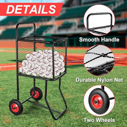 Sports Ball Locker with Wheels, Pro Rolling Sports Batting Practice Balls Cart Holder 300 Baseballs/150 Softballs Heavy-Duty Portable Baseball Storage Rack for Caddy Gym School Club 22''x24''x45''