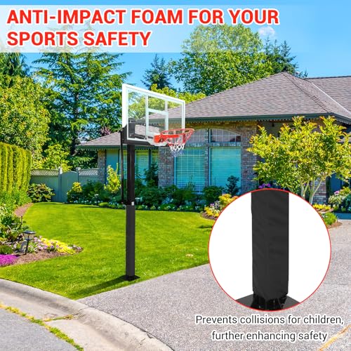 GarveeTech In Ground Basketball System Outdoor, 8-10ft Quick Adjustable Basketball Hoop ＆Goal with 55" Shatterproof Tempered Glass Backboard,