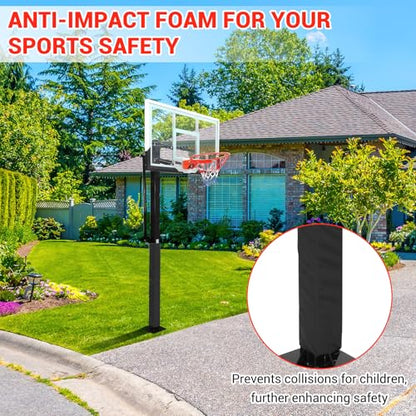 GarveeTech In Ground Basketball System Outdoor, 8-10ft Quick Adjustable Basketball Hoop ＆Goal with 55" Shatterproof Tempered Glass Backboard,