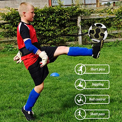 Football Kick Trainer, Soccer/Volleyball/Rugby Trainer Hands-Free Adjustable Solo Soccer Practice Aid Throw Training Equipment for Kids Adults Ball Sizes 3, 4, 5 - color: 4 Straps