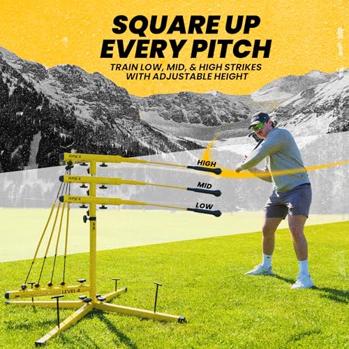 Apex Sports Baseball Swing Trainer – Adjustable Batting Practice Trainer with Power Resistance Bands for Hitting Mechanics, Swing Speed & Timing