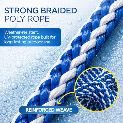 Fibropool Safety Rope with Floats, Pre-Assembled Divider Buoy with Hooks