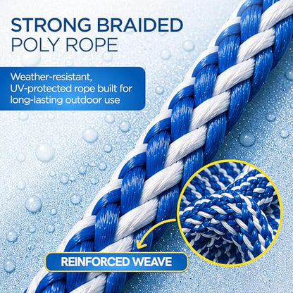 Fibropool Safety Rope with Floats, Pre-Assembled Divider Buoy with Hooks