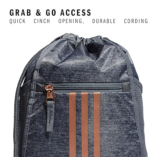 adidas Alliance Sackpack – Drawstring Backpack for Sports, Small Gym Bag - color: Jersey Onix Grey/Rose Gold/2