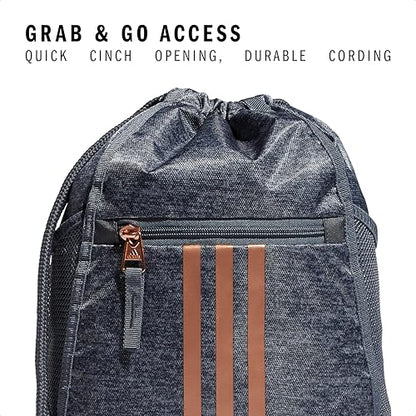 adidas Alliance Sackpack – Drawstring Backpack for Sports, Small Gym Bag - color: Jersey Onix Grey/Rose Gold/2