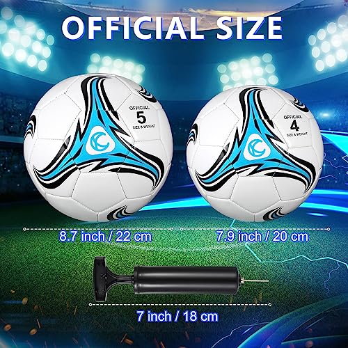 Tradder 4 Pack Soccer Ball with Pump Size 3 4 5 Deflated Soccer Ball for Outdoor Indoor Game Sport Practice Training Gift for Kid Youth Teen Adult Charity Donation - size: Size 4, style: Whirlwind Style