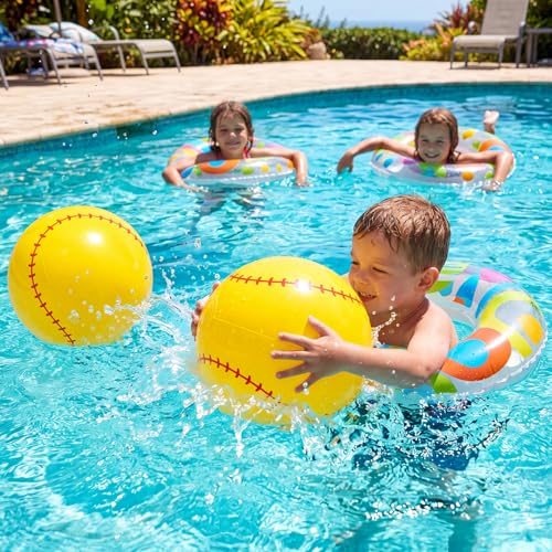 Sosation 8 Pcs Inflatable Sports Balls 16 Inch Inflatable Beach Ball Blow up Sports Party Decorations Swimming Pool Summer Pool Toys for Indoor Outdoor Beach (Baseball) - style: Baseball