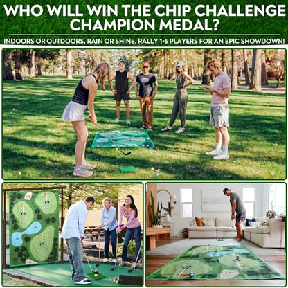 Golf Chipping Mat with Adjustable Golf Club - 48 Piece Outdoor Indoor Golf Game for 1-5 Players - Giant Turf Hitting Mat with Tee, 25 Sticky Balls, Travel Bag Included - Golf Gift for Teens & Adults - style: MAT SET