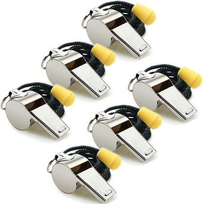 Stainless Steel Sports Whistles with Lanyard, Loud Crisp Sound Whistles Bulk Great for Coaches, Referees, and Officials - color: Silver A