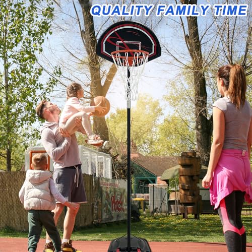 Kids Height-Adjustable Basketball Hoop, 5-7.2ft Portable Backboard System, Fillable Base, Weather-Resistant for for Kids/Teenagers/Youth in Backyard/Driveway/Indoor