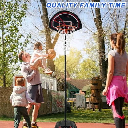 Kids Height-Adjustable Basketball Hoop, 5-7.2ft Portable Backboard System, Fillable Base, Weather-Resistant for for Kids/Teenagers/Youth in Backyard/Driveway/Indoor