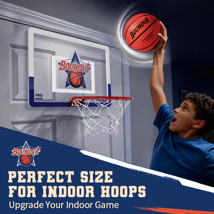 BOUNOVA Silent Basketball | Real Feel Powerful Bounce | Elegant Gift Box Packaging | Pro-Grade PU Foam Indoor Basketballs for Quiet Dribbling & Training - size: Size 3