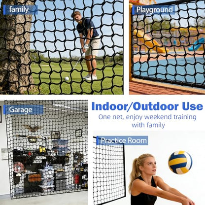 Golf Practice Net with Pre-Assembled Hanging System, 10x10/ 10x15/ 10x20ft Golf Netting for Garage, Self-Locking Pulley & 3/16" PVC Coated Cable, Easy Tension Setup, DIY Sports Netting - size: 10x15 FT