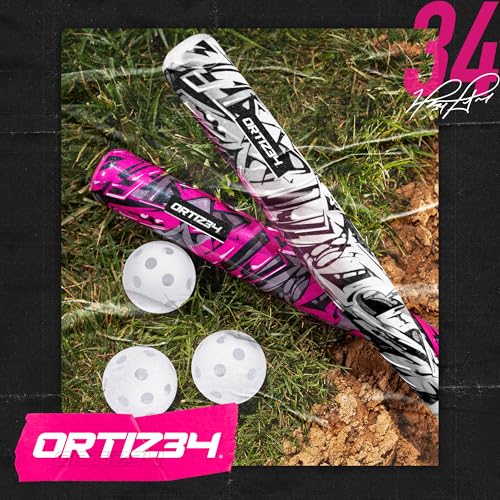 Ortiz34 Bat & Ball Set - Graffiti Plastic Bat & Ball Homerun Set- David Ortiz Backyard Baseball Set for Youth, Kids, Teenagers, Adults (Bat & Ball Set, Blue) - color: Pink, style: Bat & Ball Set