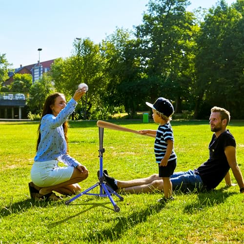 BaseGoal Batting Tee Baseball Tee,Softball Travel Portable Tee Tripod Stand Rubber Tee for Batting Training Practice with Carrying Bag - color: Blue, style: Tee