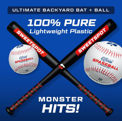 SweetSpot Plastic Bat and Ball Combo Set | Backyard Baseball Set for Youth, Kids, Teens, and Adults - size: 28 in.