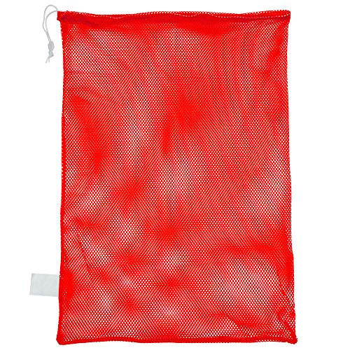 Champion Sports Mesh Equipment Bag – Heavy-Duty Nylon Drawstring Bag with Lock & ID Tag, Breathable Storage Sack for Balls, Swim Gear, Laundry & Toys, Multiple Sizes & Colors - color: Red, size: 24" x 36"