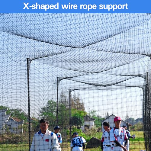 Baseball Batting Cage, 20/35/55/70FT Baseball Nets for Batting Cage，Baseball and Softball Batting Cage Nets for Pitching Training, Outdoor Backyard Batting Cage with Frame