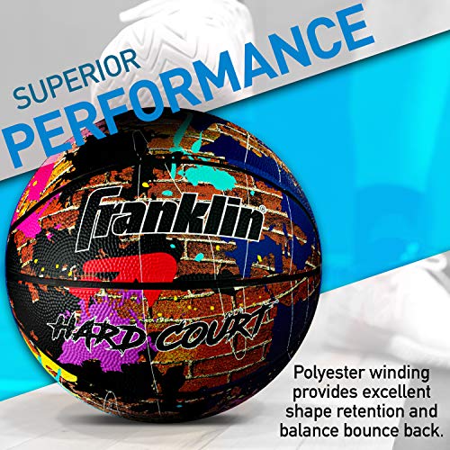 Franklin Sports Hard Court Basketball - Official Size Basketball - Indoor + Outdoor Street Ball - 29.5" Rubber Construction - Air Pump Included