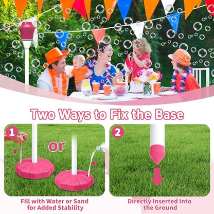 Infowush Bubble Machine for Kids, Automatic Standing Bubble Maker Machine Height Adjustable Up to 47 Inches Outdoor Battery Bubble Machine with Light/Music for Toddlers Birthday Party Gifts（Red） - color: Red