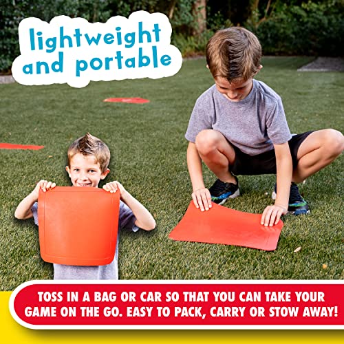 Franklin Sports Field Day Baseball Base Set - Throw Down Rubber Bases for Baseball + Softball with Home Plate - Portable Backyard Baseball, Softball, Kickball Bases - Easy Set Up Rubber Base Set Red