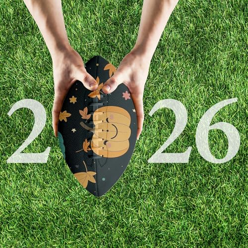American Football, Official Size 11.9 x 7.3 Inch, Premium Composite Leather High-Grip Ball with Pro-Style Lacing, Unique Prints for Training, Games & Gifts - color: Pumpkins