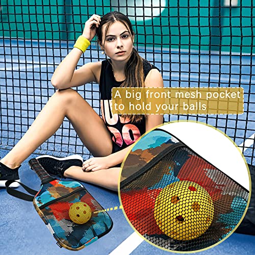 WK IEASON Neoprene Pickleball Paddle Cover with Inner Pockets and Handle Strap - Racket Sleeve and Ball Holder Organizer - color: Red art print