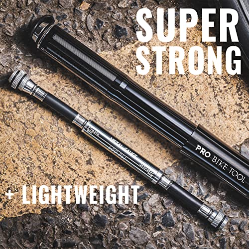 Pro Bike Tool Mini Bike Pump - Compact and Portable Bicycle Tire Pump for Fast Inflation - Compatible with Presta and Schrader Valves - Lightweight and Durable Design - Essential Bicycle Accessories - color: Black, style: Mini pump with gauge
