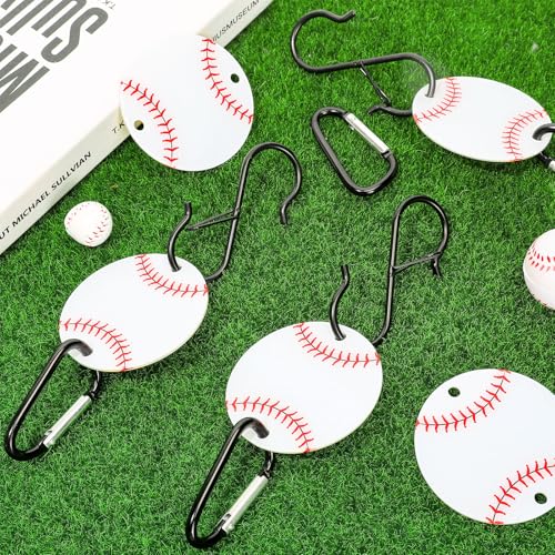 FYSUIMU 24Pcs Bag Hooks for Fence Baseball Football Sports Fence Hook Metal Backpack Hook with Acrylic Board for Bat Bag Water Bottle Backpack Lover Player Gifts