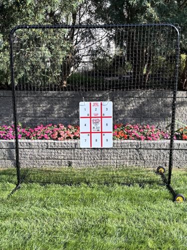 7x7 Baseball Pitching Net – Portable with Wheels for Pitching & Hitting Training, Bullpen Training, Backyard Practice & Youth Baseball Training