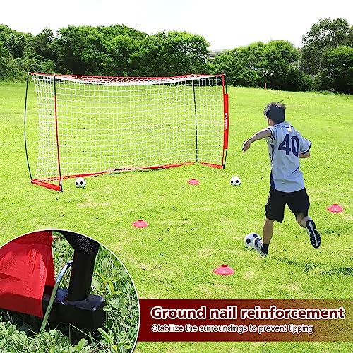 Storgem Soccer Goal,Soccer Net,Soccer Goals for Backyard,with Bow Frame,Collapsible Metal Base and 15 Training Cones - style: 6x4Ft