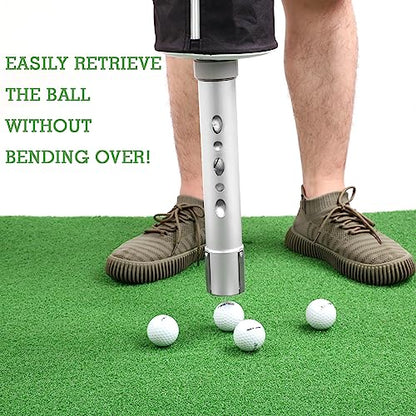 HOW TRUE Golf Ball Shag Bag with Aluminum Handle and Frame | Shag Bag for Golf Balls Golf Ball Retriever | Hold up to 70 Balls (Black)