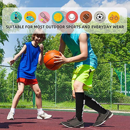 ZEPOHCK Kids Athletic Soccer Socks, 2 Pairs Knee High Socks for Youth Boys Girls for Shoe Size 3-6.5 / Ages 6-12