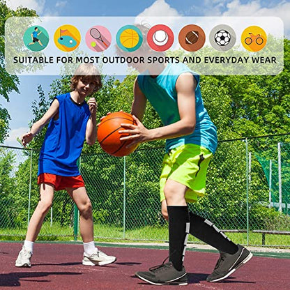 ZEPOHCK Kids Athletic Soccer Socks, 2 Pairs Knee High Socks for Youth Boys Girls for Shoe Size 3-6.5 / Ages 6-12
