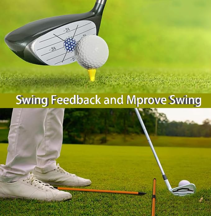Golf Alignment Sticks-2pcs with 10pcs-Golf Impact Tape, Training Aid Swing Trainer for Iron, Wood & Fairway Putting Clubs Aiming