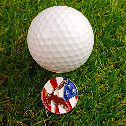 Golf Ball Markers with Hat Clips Value Sets for Men Women Golfer, Removable Attaches Easily to Golf Cap Premium Gifts - color: fly flag