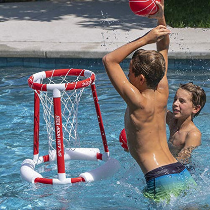GoSports Splash Hoop 360 Floating Pool Basketball Game - Choose Red or Blue - Includes Hoop, 2 Balls and Pump - style: Splash Hoop 360