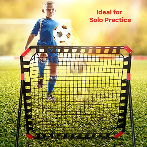 Soccer Rebounder - Football Training Gifts, Aids & Equipment for Kids & Teens | Portable Kick-Back Rebound Net, Skills Trainer for Team Exercises & Solo Practice