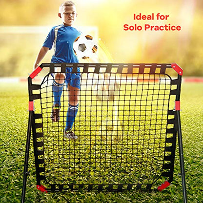 Soccer Rebound Net - Skill Training Gifts, Aids & Equipment for Kids & Teens | Portable Kick-Back Rebounder, Football Team Exercises & Solo Practice