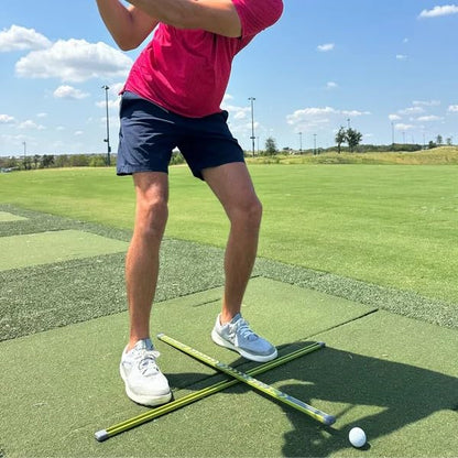 EyeLine Golf Practice T Swing Training Aid, Align Feet/Shoulders/HIPS to Ball, White or Green Alignment Sticks, Shoulder Mirror, PGA Tour Proven