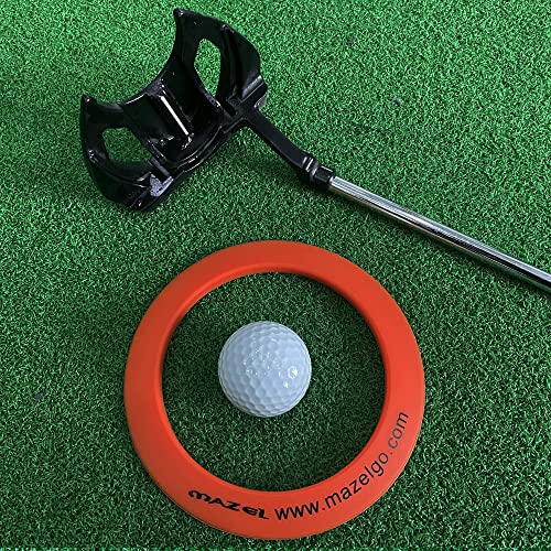 MAZEL Golf Putting Cup/Ring for Training Aid Indoor & Outdoor - All-Direction Practice Hole Putting Accuracy Trainer - color: Orange Ring